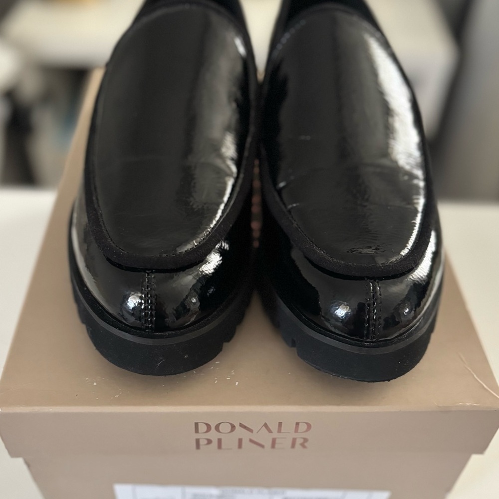 Donald J. Pliner Patent Leather Black Slip-On Loafers